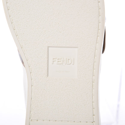 Fendi Vitello FF Embossed Pearland Slip On Sneakers 36 White Tobacco Moro 6 of 9