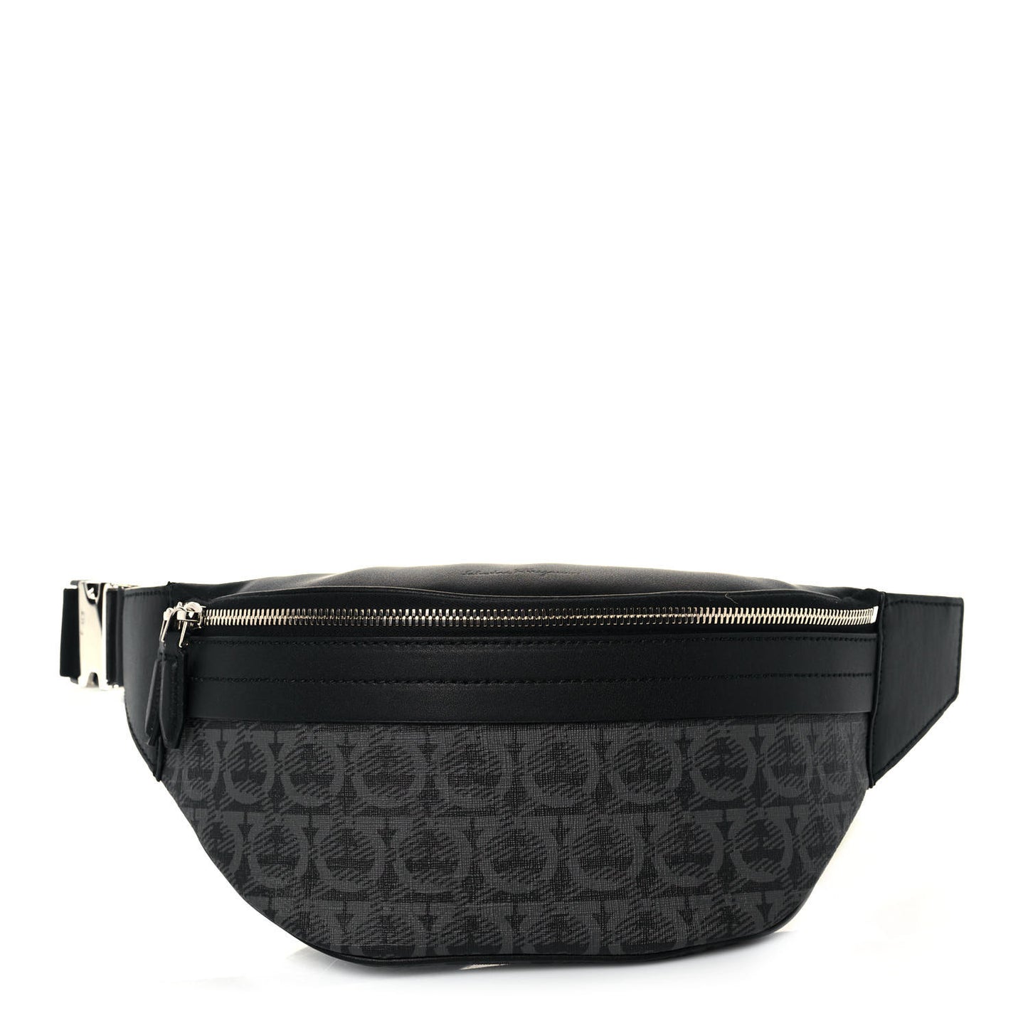 Gancini Monogram Calfskin Waist Bag Black Grey