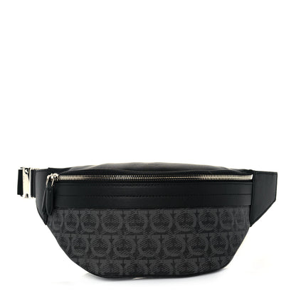 Salvatore Ferragamo Gancini Monogram Calfskin Waist Bag Black Grey 1 of 11