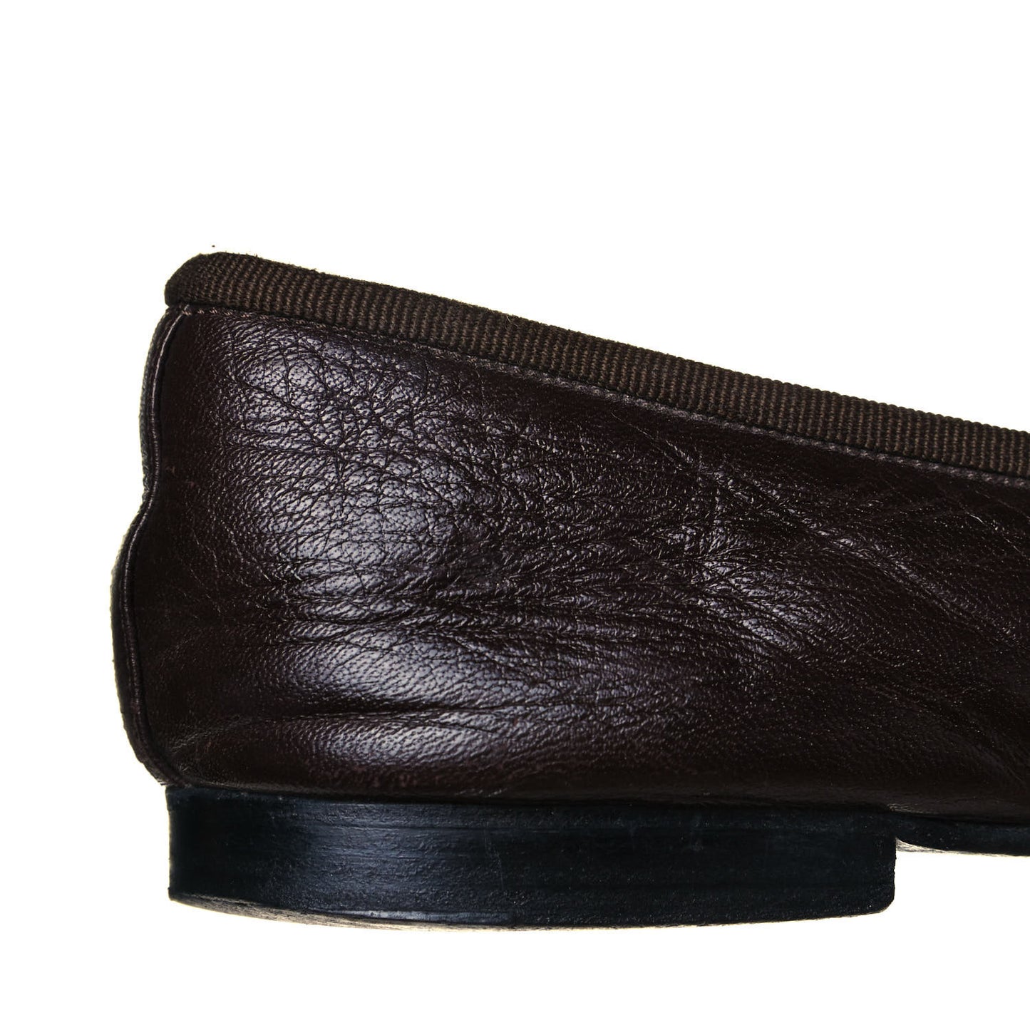 Lambskin Cap Toe Ballerina Flats 39.5 Black Brown