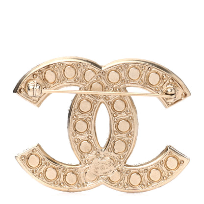 Chanel Metal Crystal Graduated Pearl CC Brooch Gold 3 of 5
