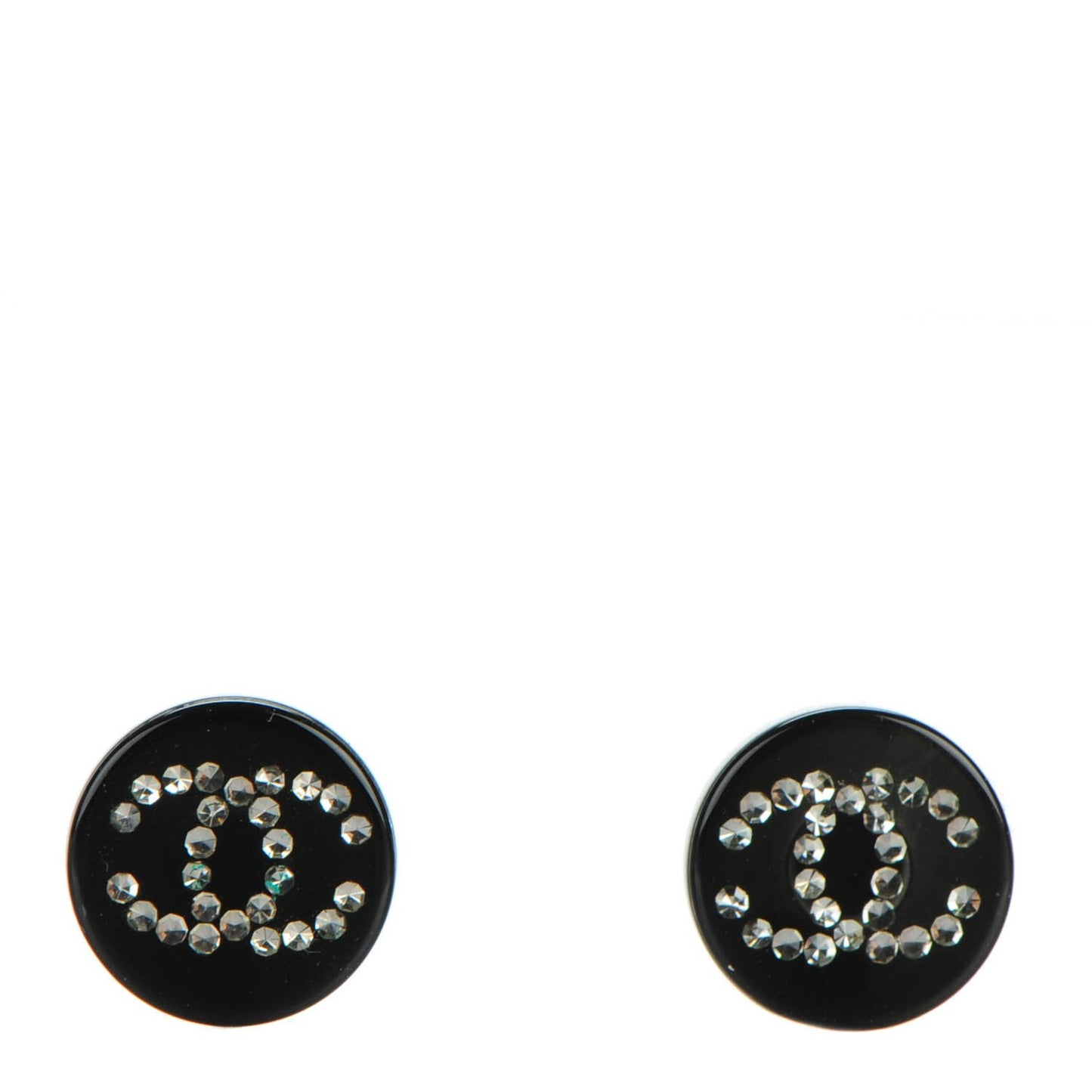 Resin Crystal CC Earrings Black