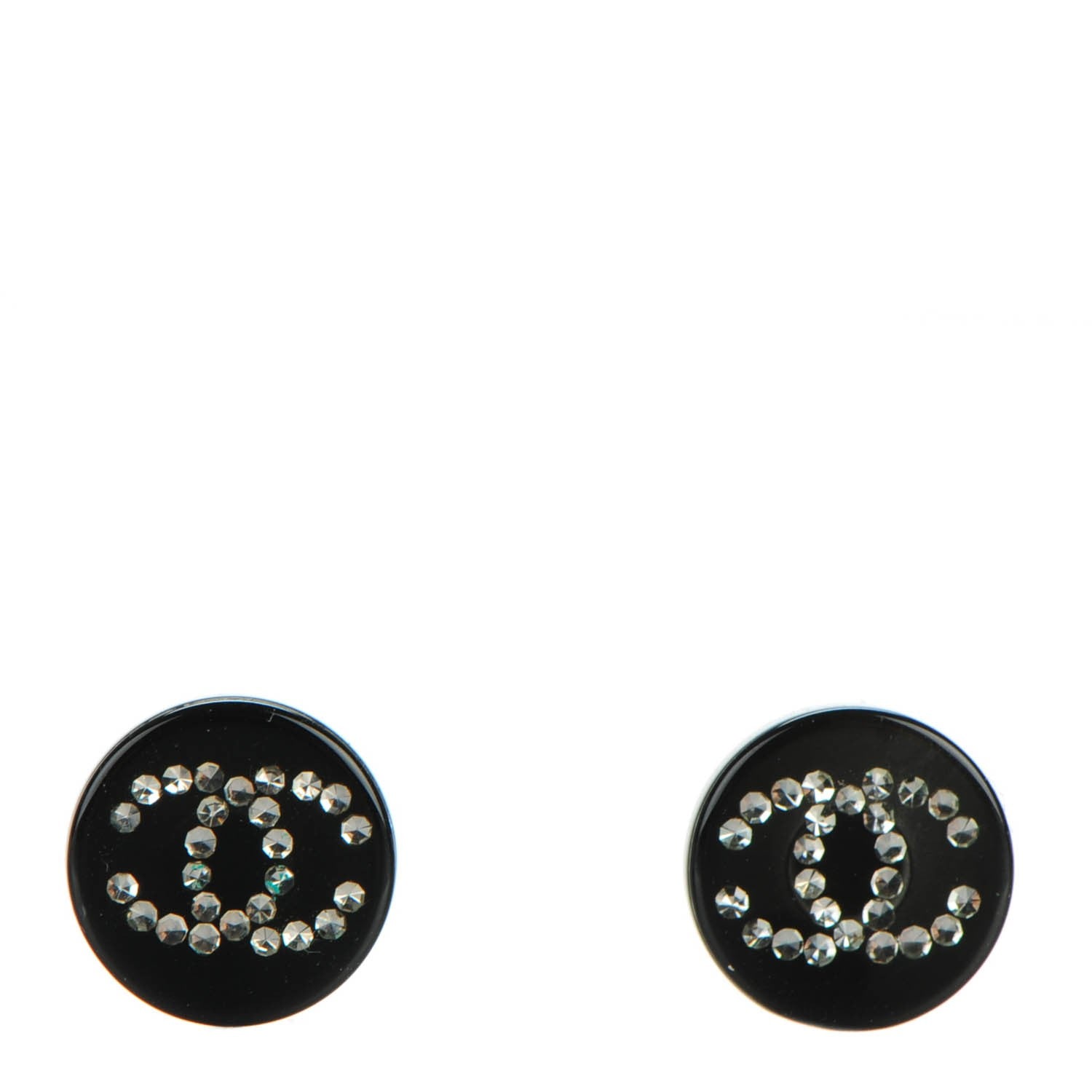 Chanel Resin Crystal CC Earrings Black 1 of 5