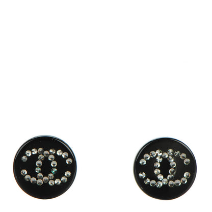 Chanel Resin Crystal CC Earrings Black 1 of 5