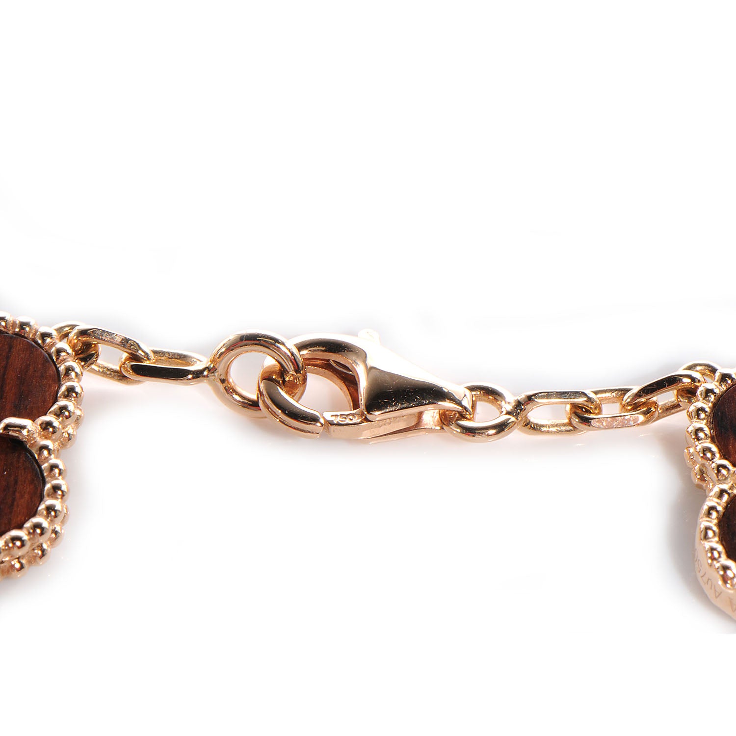 Van Cleef & Arpels 18K Rose Gold Letterwood 5 Motifs Vintage Alhambra Bracelet 3 of 9