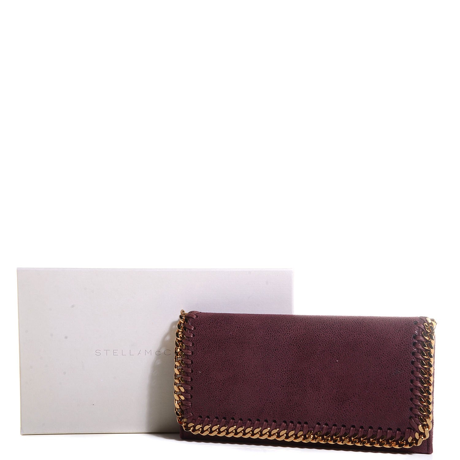 Stella McCartney Faux Leather Shaggy Deer Falabella Flap Wallet Plum 10 of 10