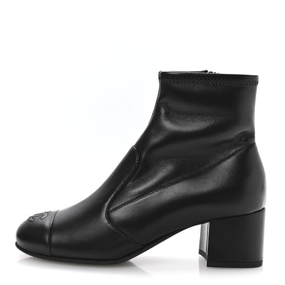 Chanel Stretch Lambskin Cap Toe CC Short Boots 37.5 Black 1 of 8