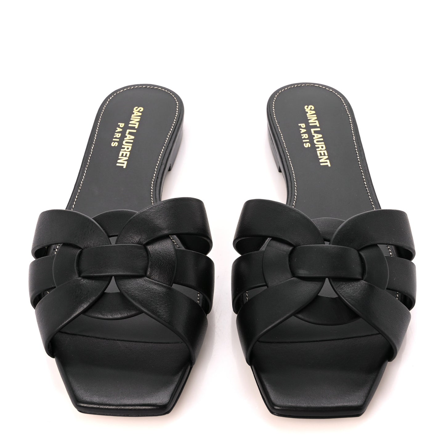 Calfskin Tribute 05 Slide Sandals 36.5 Black