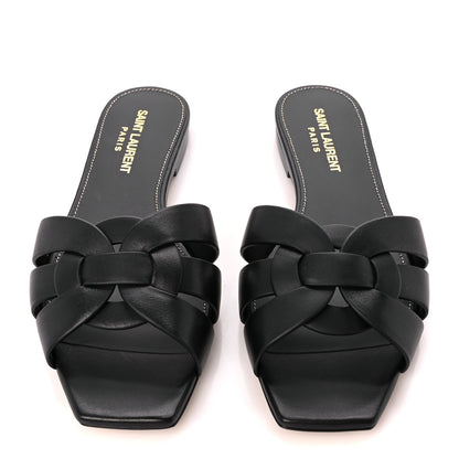 Saint Laurent Calfskin Tribute 05 Slide Sandals 36.5 Black 2 of 9