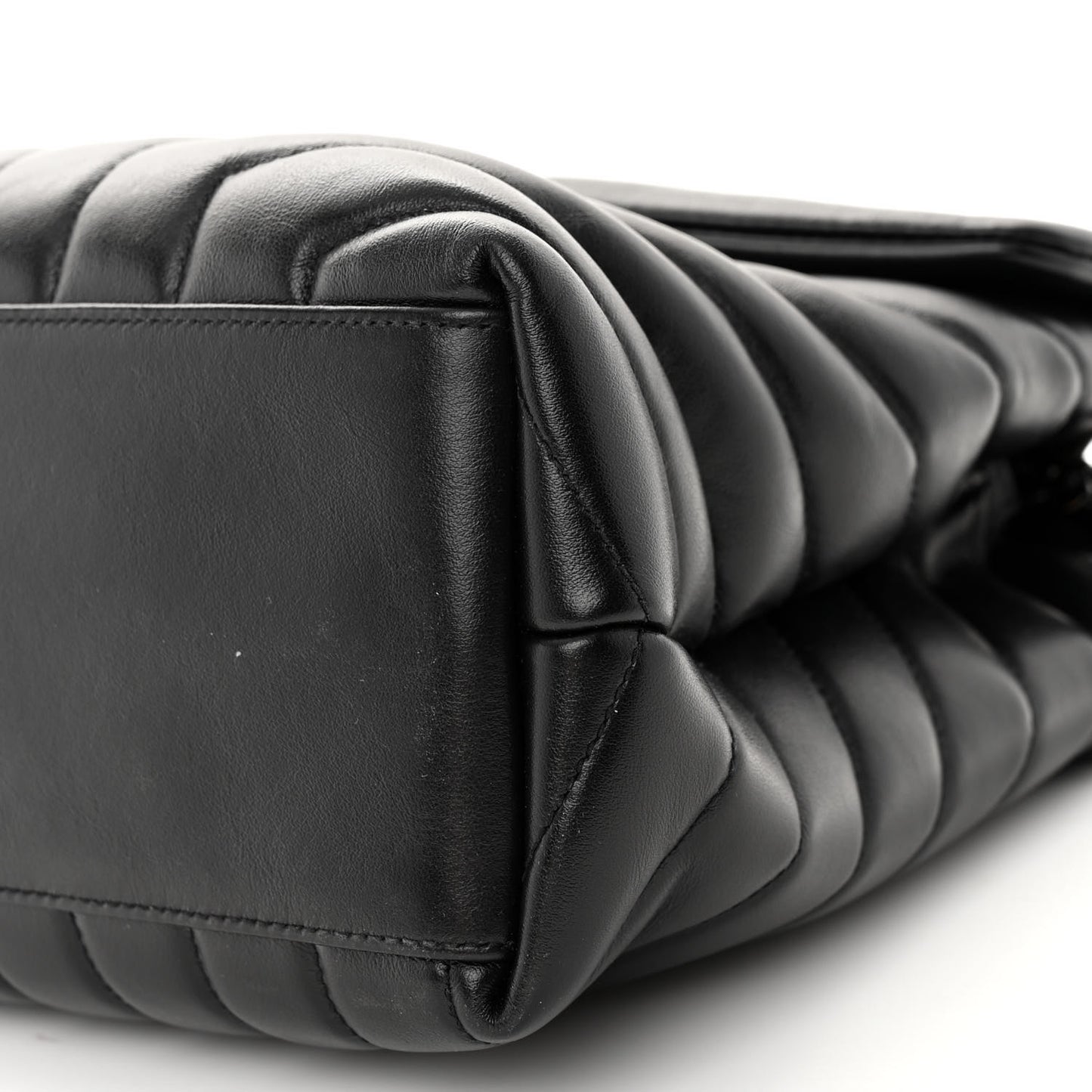 Calfskin Y Quilted Monogram Monochrome Medium Loulou Chain Satchel Black