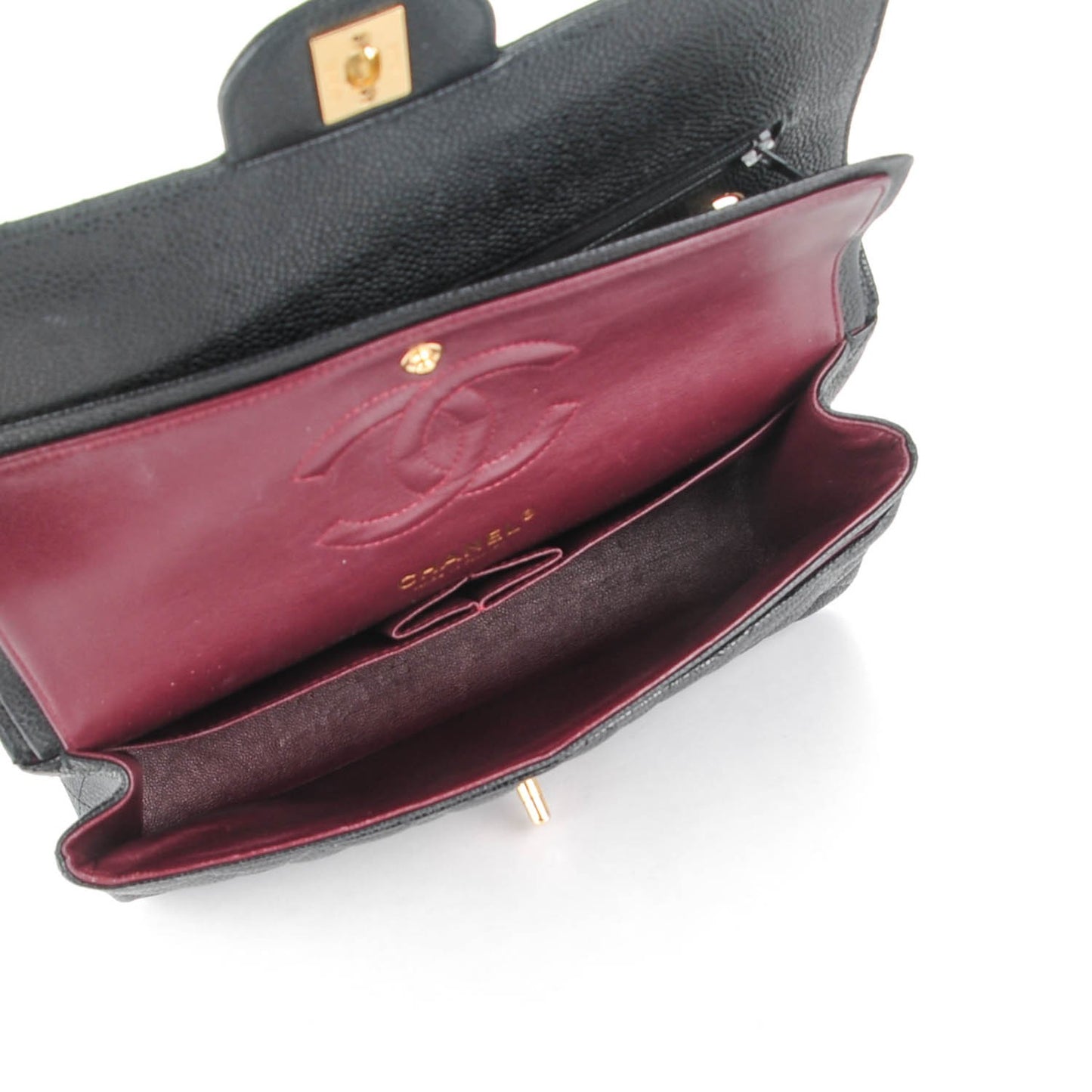 Caviar Quilted Medium Double Flap Black