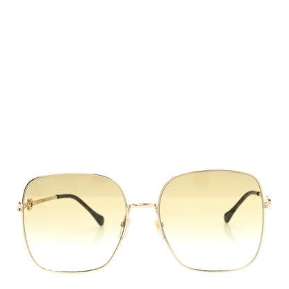 Gucci Metal Horsebit Square Frame Sunglasses GG0879S Gold 2 of 8