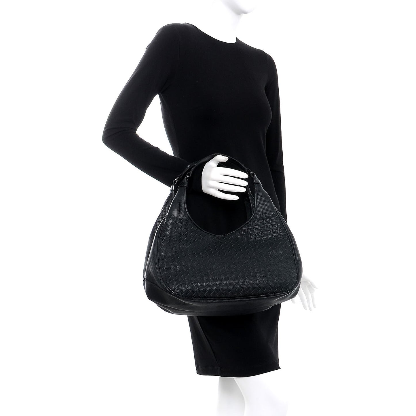Nappa Intrecciato Moondust Medium Campana Nero Black