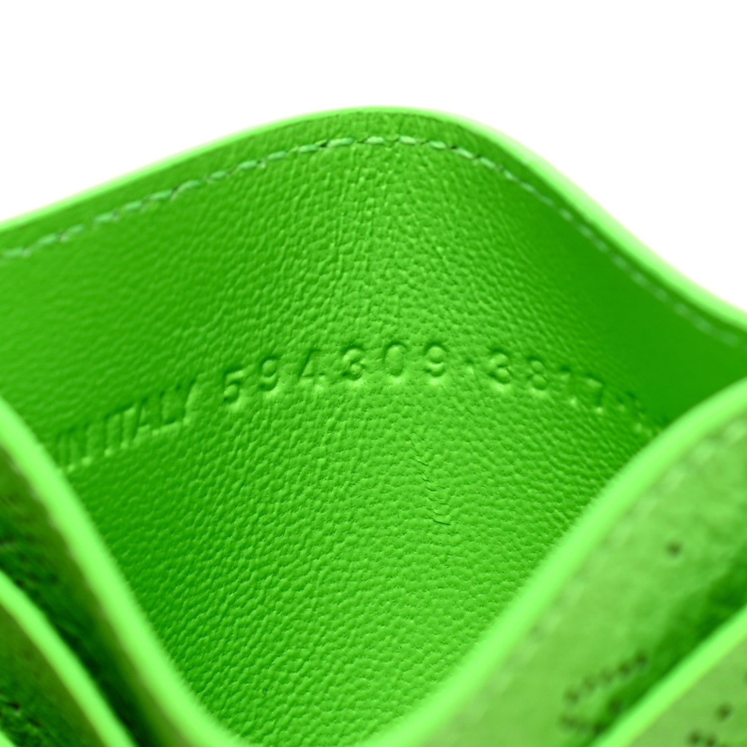 Balenciaga Calfskin Logo Perforated Cash Card Holder Acid Green 7 of 8