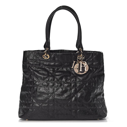 Christian Dior Coated Canvas Cannage Large Dior Soft Shopping Tote Black 1 of 10