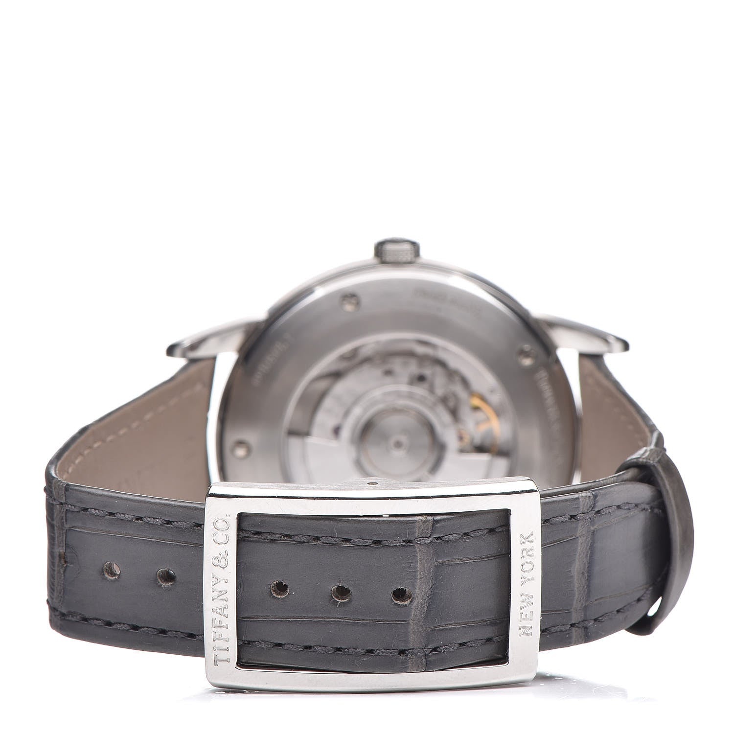 Tiffany Stainless Steel Alligator 40mm CT60 3-Hand Automatic Watch Grey 4 of 10