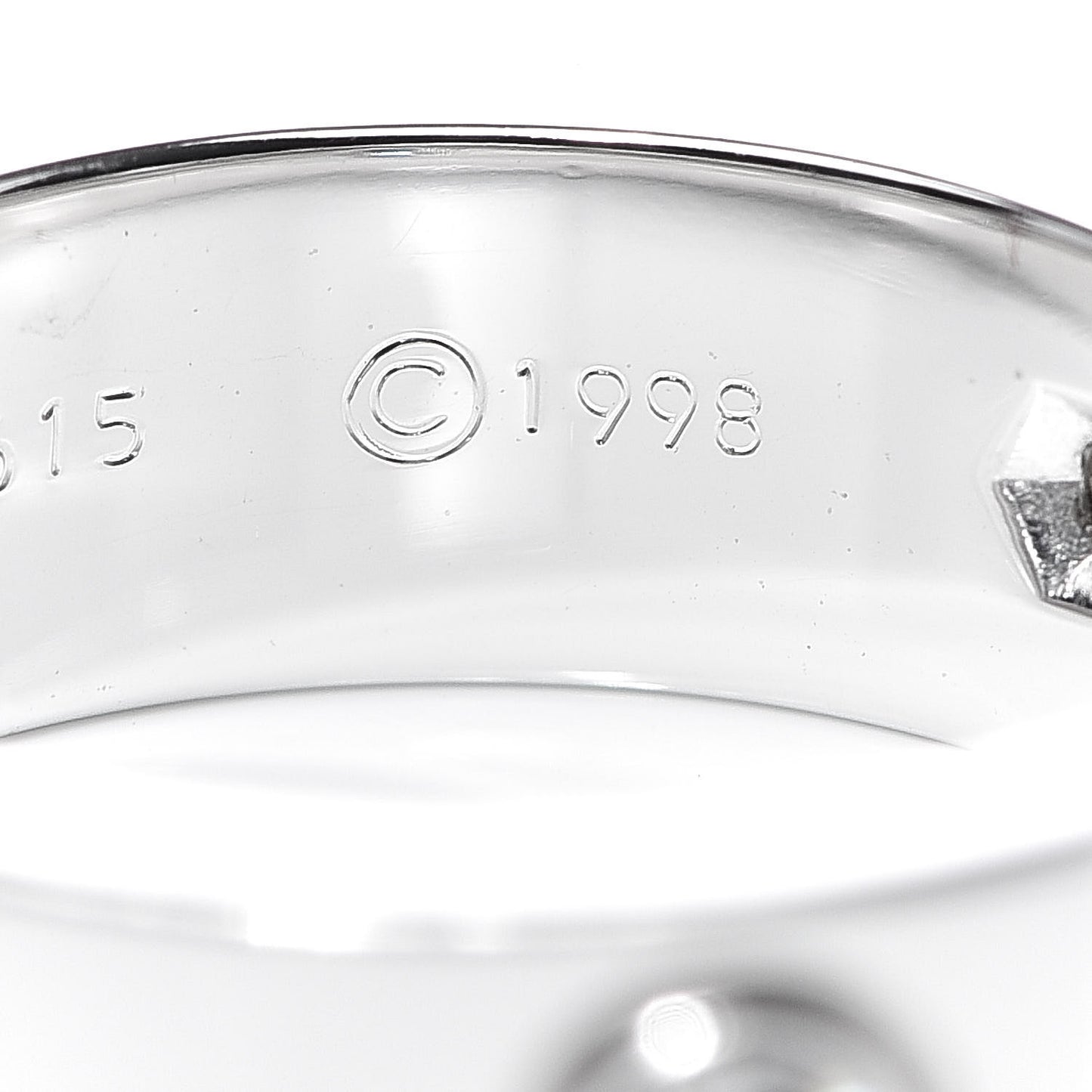 18K White Gold 3 Diamond 5.5mm LOVE Ring 47 4.25