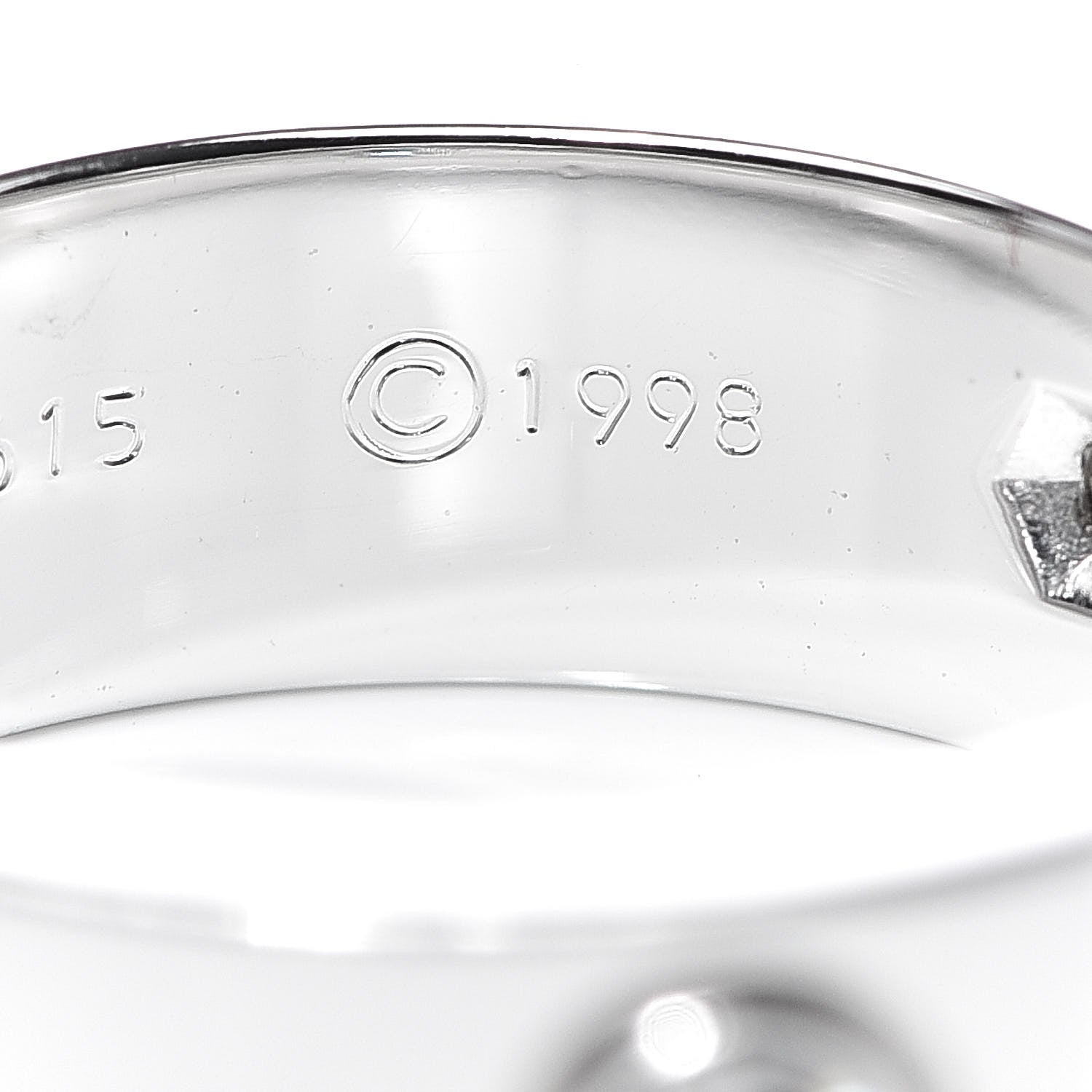 Cartier 18K White Gold 3 Diamond 5.5mm LOVE Ring 47 4.25 5 of 5