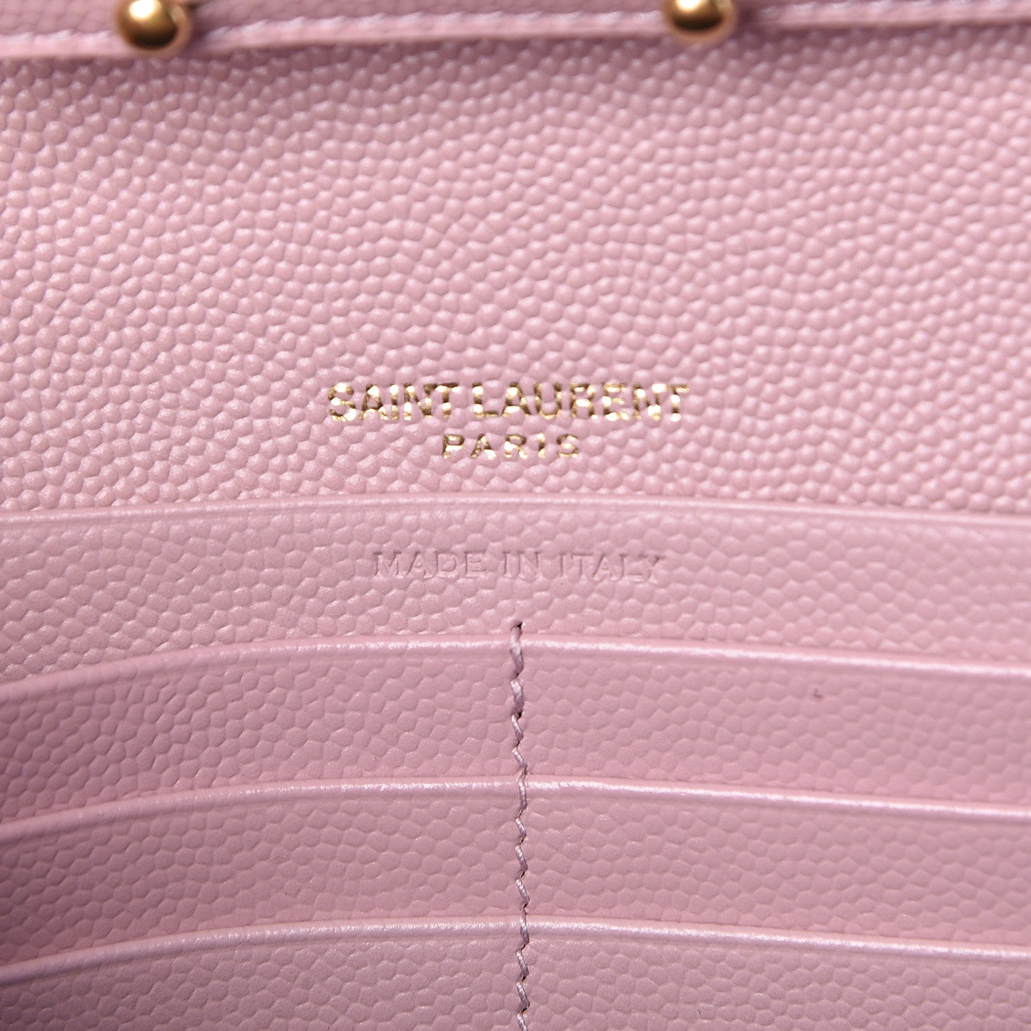 Saint Laurent Grain De Poudre Matelasse Chevron Monogram Chain Wallet Tender Pink 6 of 10
