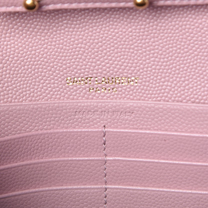 Saint Laurent Grain De Poudre Matelasse Chevron Monogram Chain Wallet Tender Pink 6 of 10