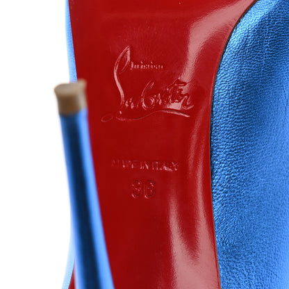 Christian Louboutin Metallic Patent Hot Chick 100 Pumps 36 Blue 6 of 19