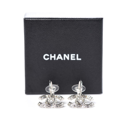 Chanel Baguette Crystal CC Drop Earrings Silver 5 of 5