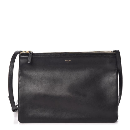 Celine Lambskin Large Trio Crossbody Bag Black 1 of 10