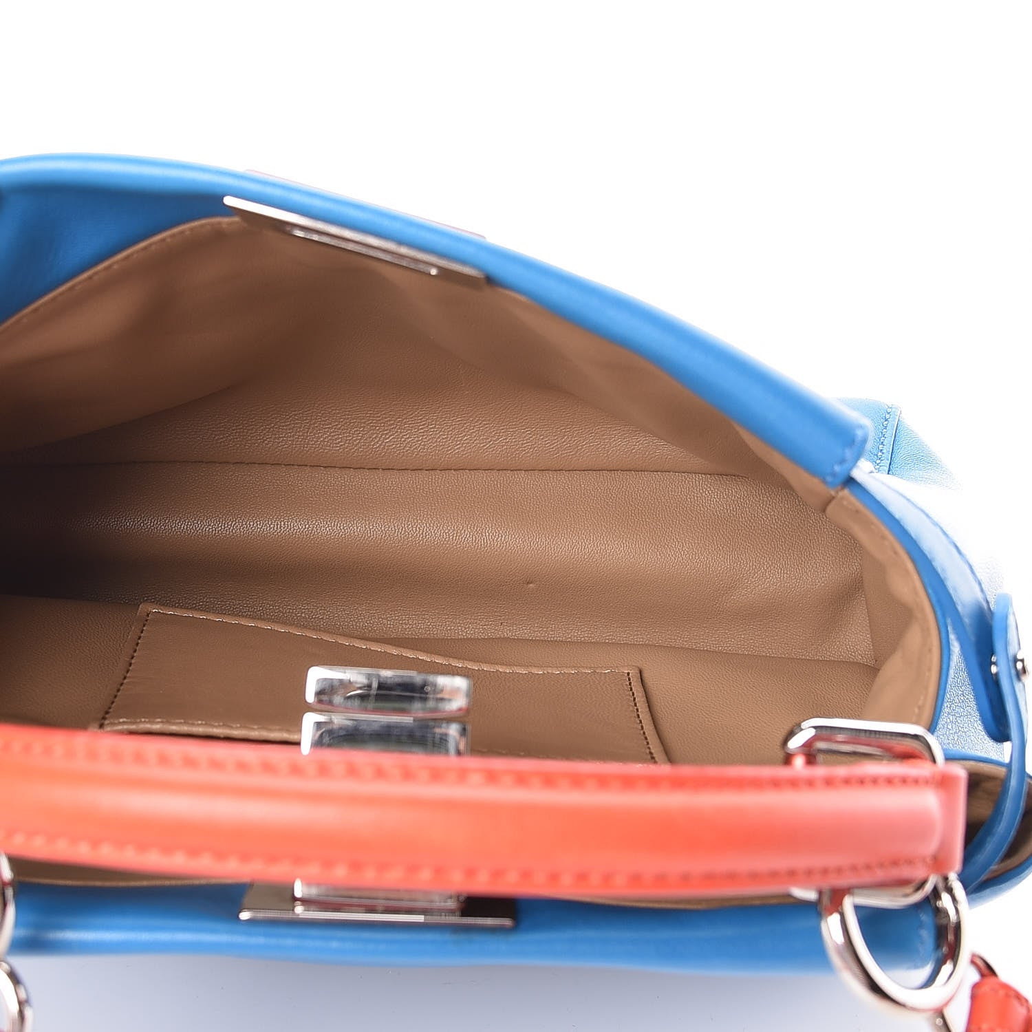 Fendi Nappa Colorblock Mini Peekaboo Iconic Satchel Blue Royal Papavero Cuoio 6 of 19
