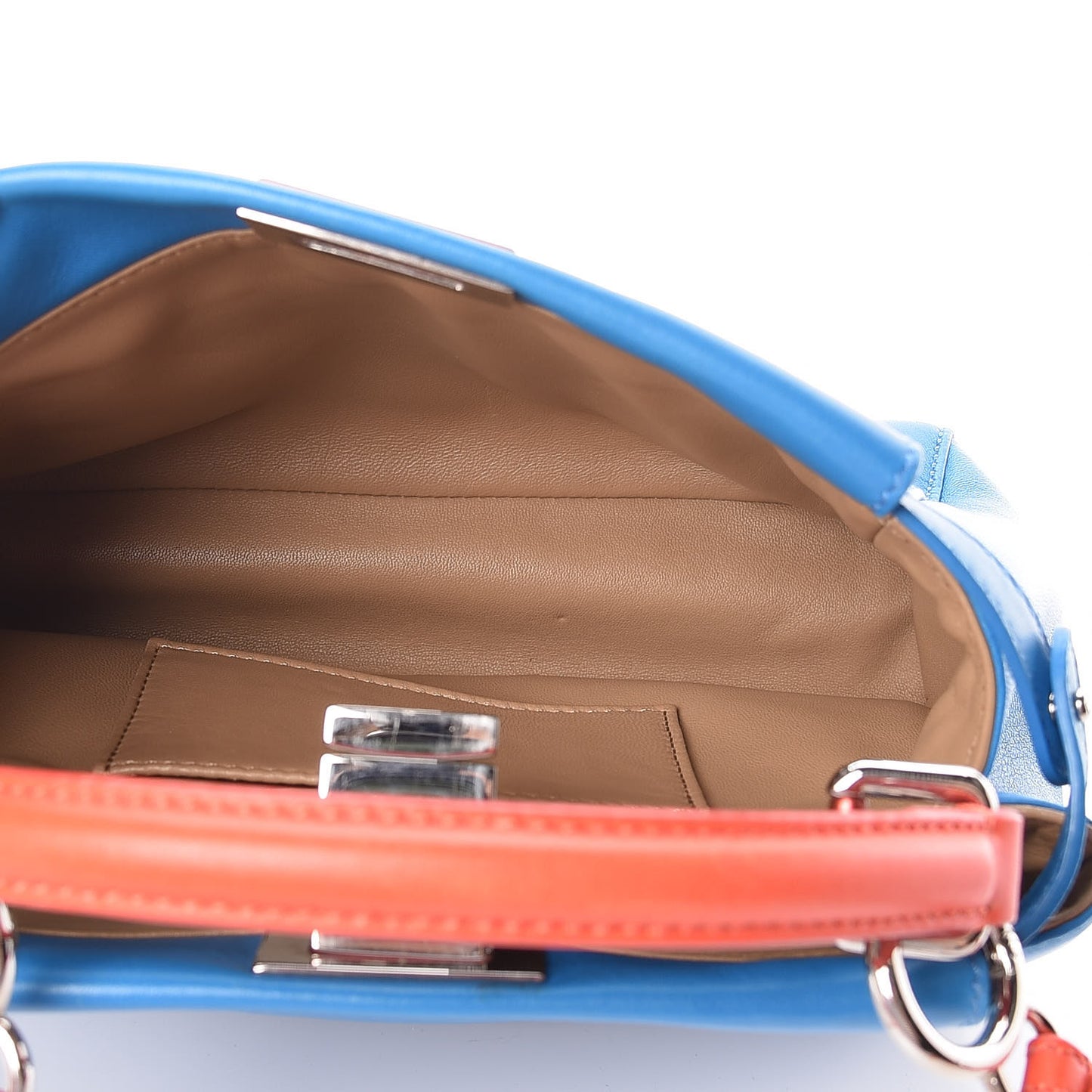 Nappa Colorblock Mini Peekaboo Iconic Satchel Blue Royal Papavero Cuoio