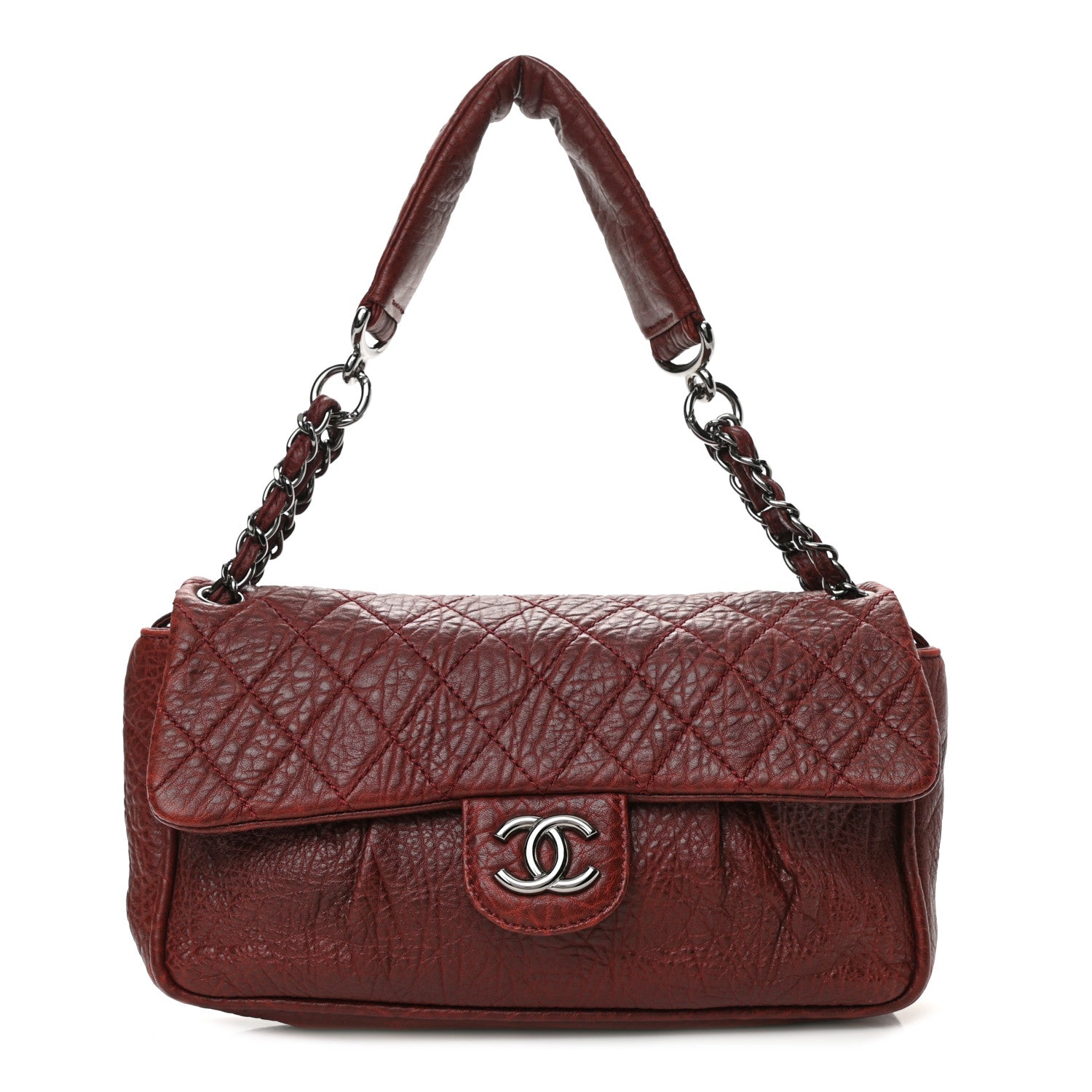 Chanel Distressed Lambskin Lady Braid Flap Burgundy 1 of 9