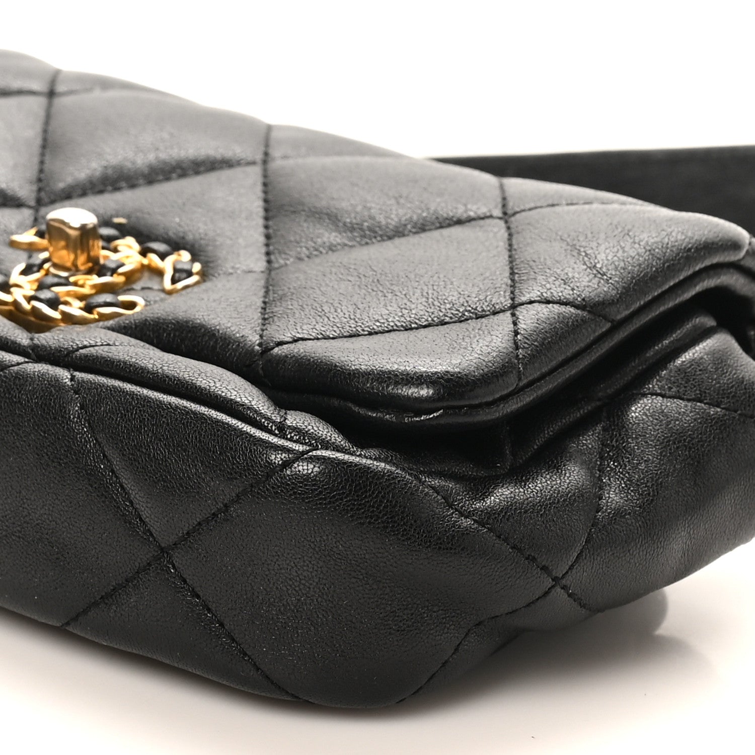 Chanel Goatskin Quilted Chanel 19 Waist Bag Black 10 of 10