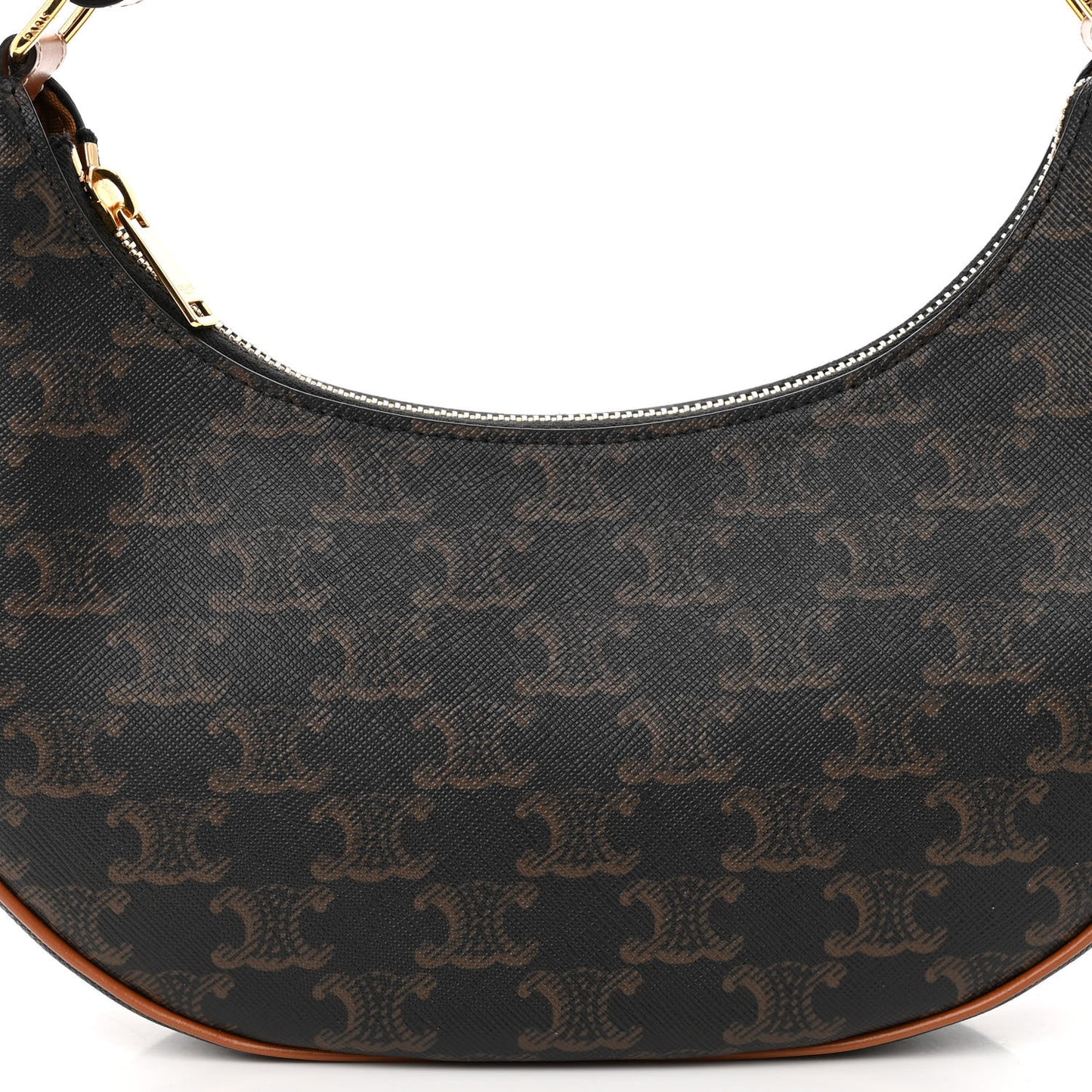 Triomphe Canvas Calfskin Ava Shoulder Bag Tan