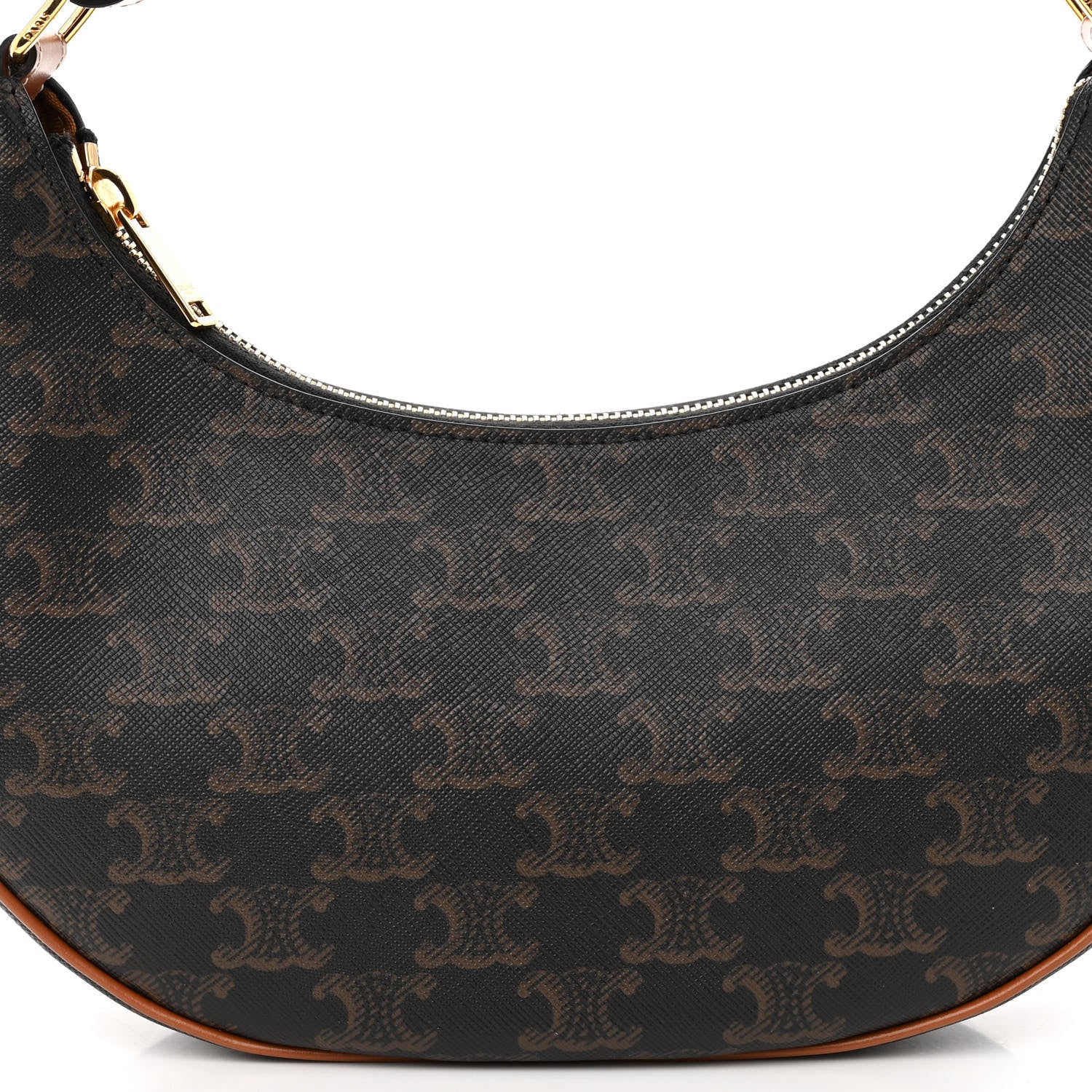 Celine Triomphe Canvas Calfskin Ava Shoulder Bag Tan 7 of 9