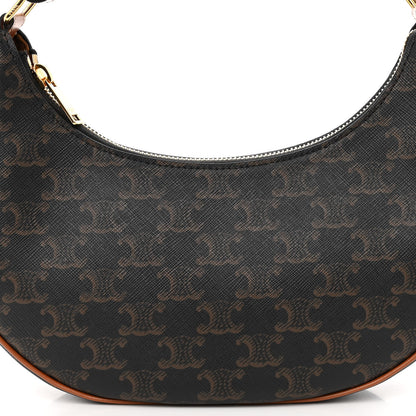 Celine Triomphe Canvas Calfskin Ava Shoulder Bag Tan 7 of 9