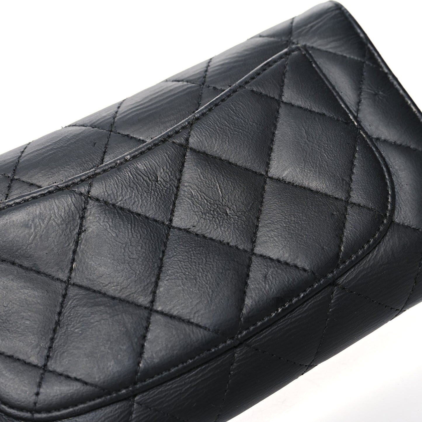 Lambskin Quilted Large Flap Wallet Black