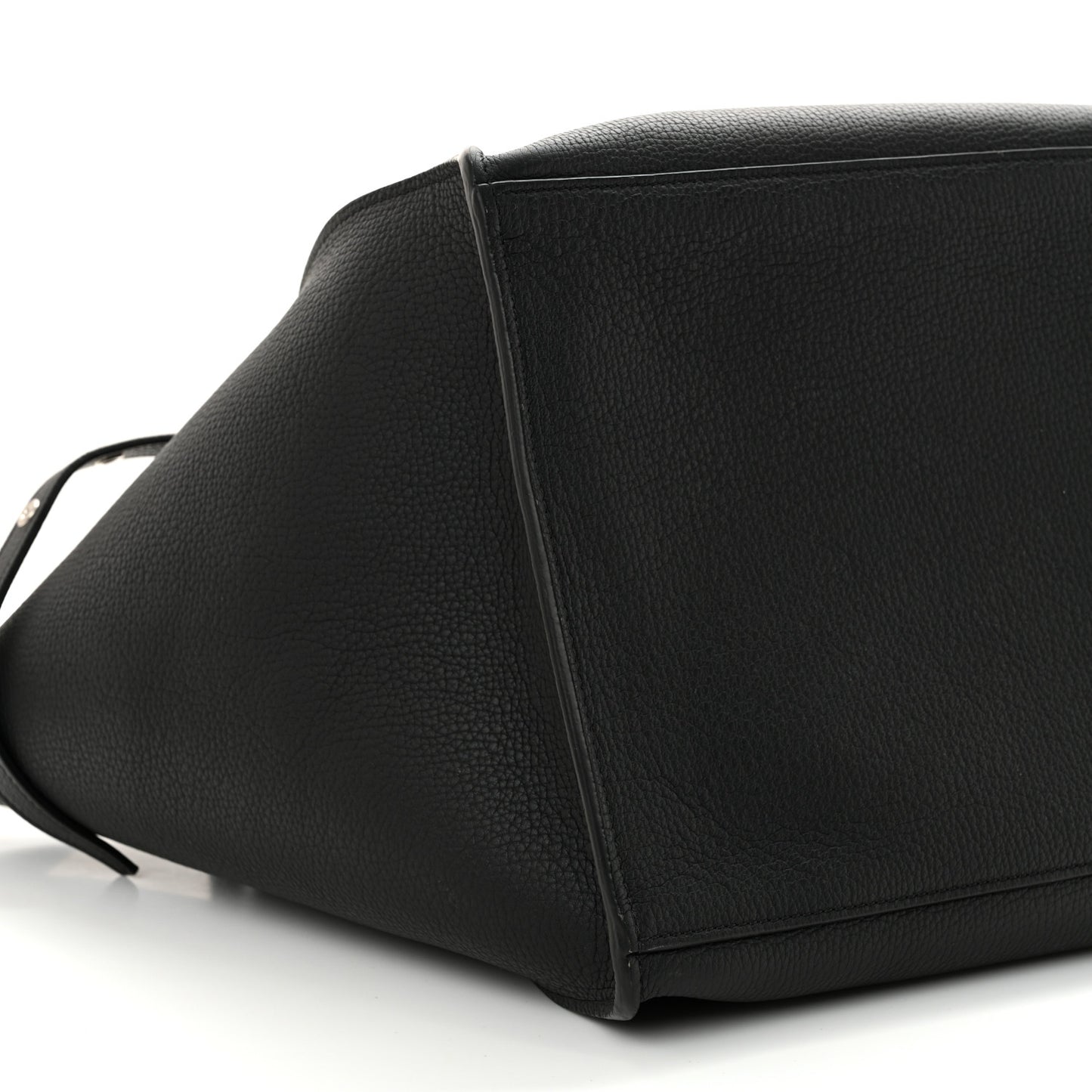 Supple Grained Calfskin Small Long Strap Big Bag Black