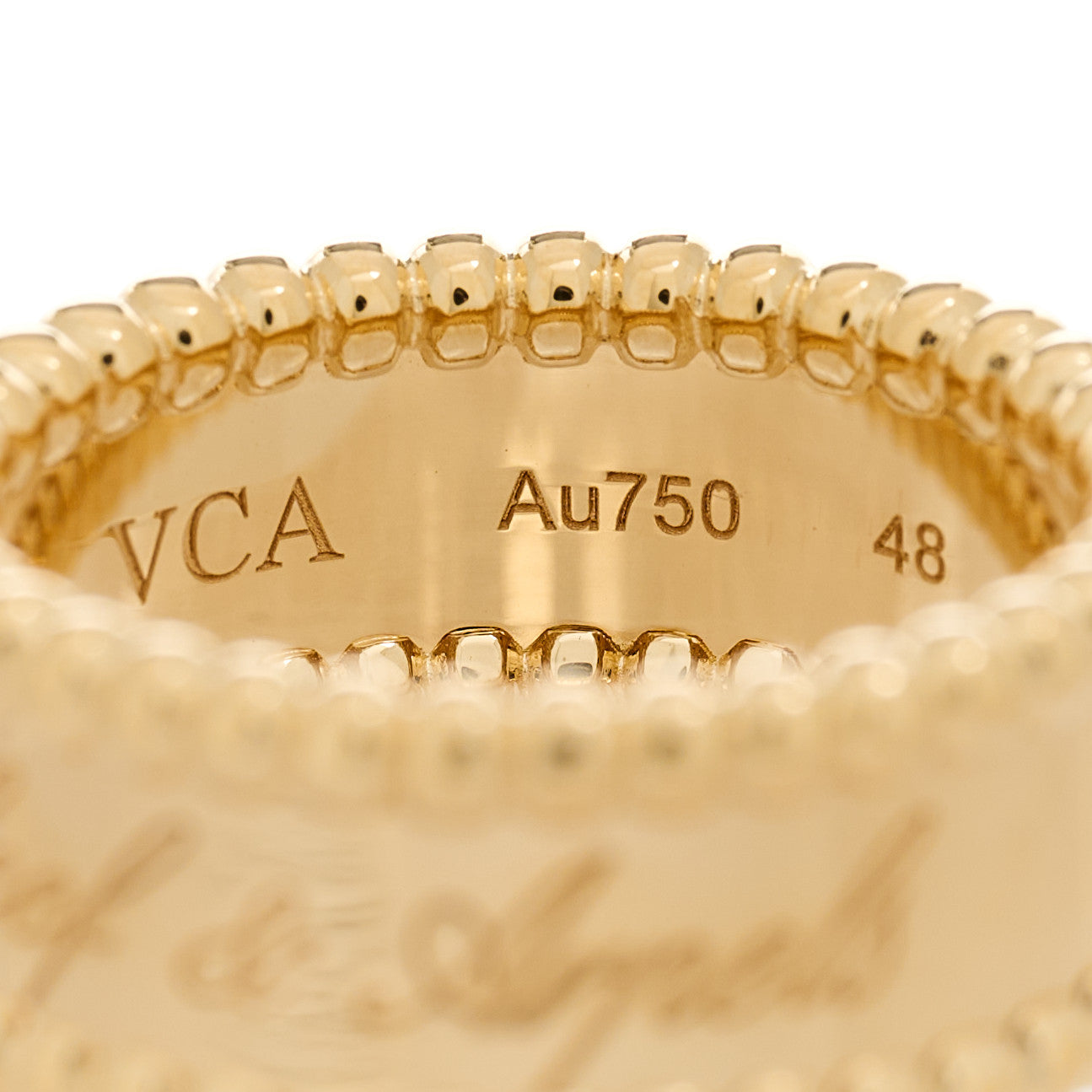 Van Cleef & Arpels 18K Yellow Gold Perlee Signature Ring 48 4.5 6 of 7