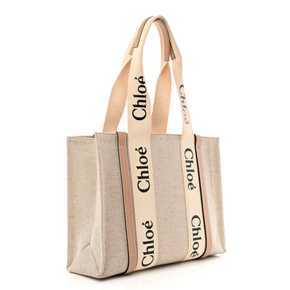 Chloe Cotton Calfskin Medium Woody Ribbon Tote Biscotti Beige 3 of 11
