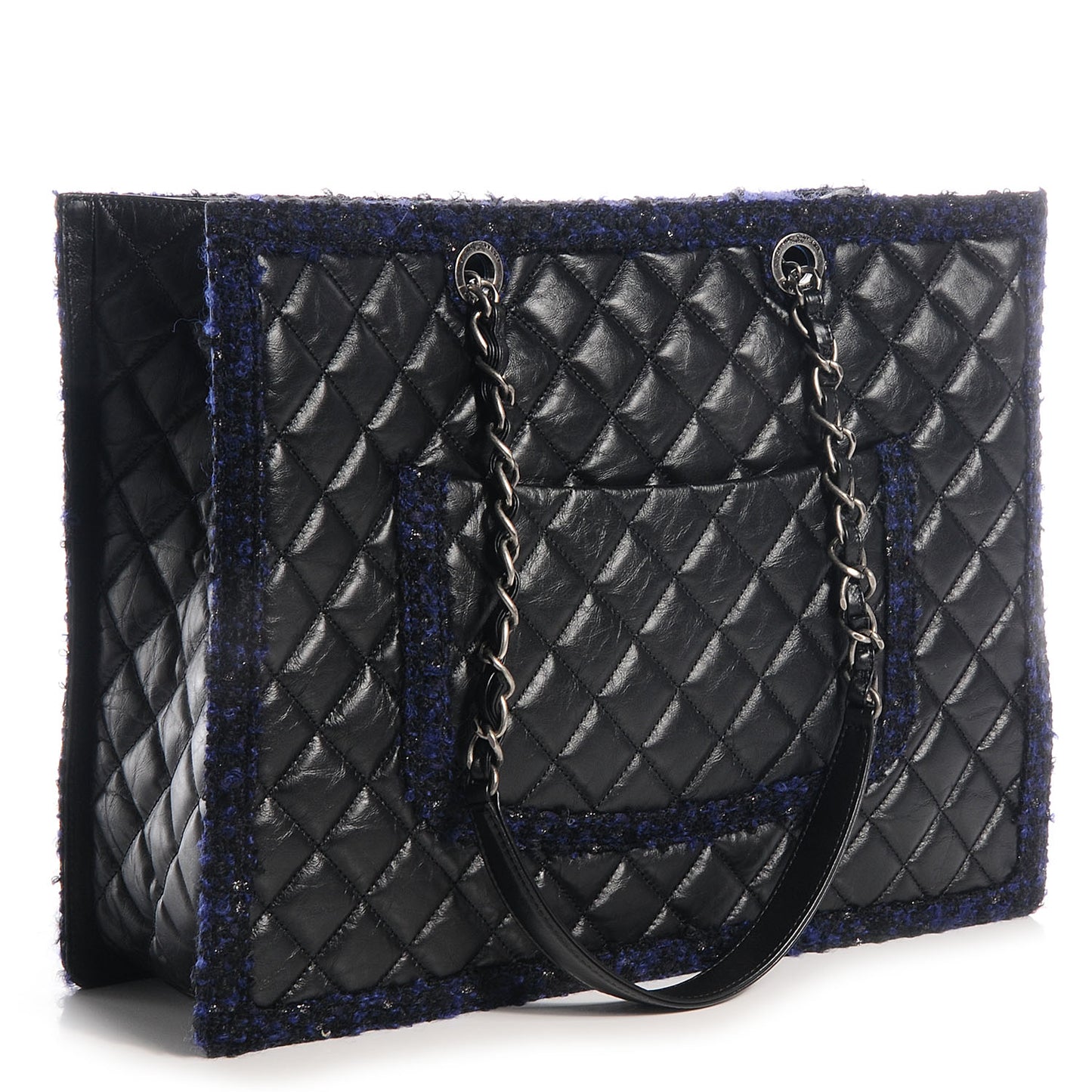 Calfskin Tweed Large Secrets Tote Black