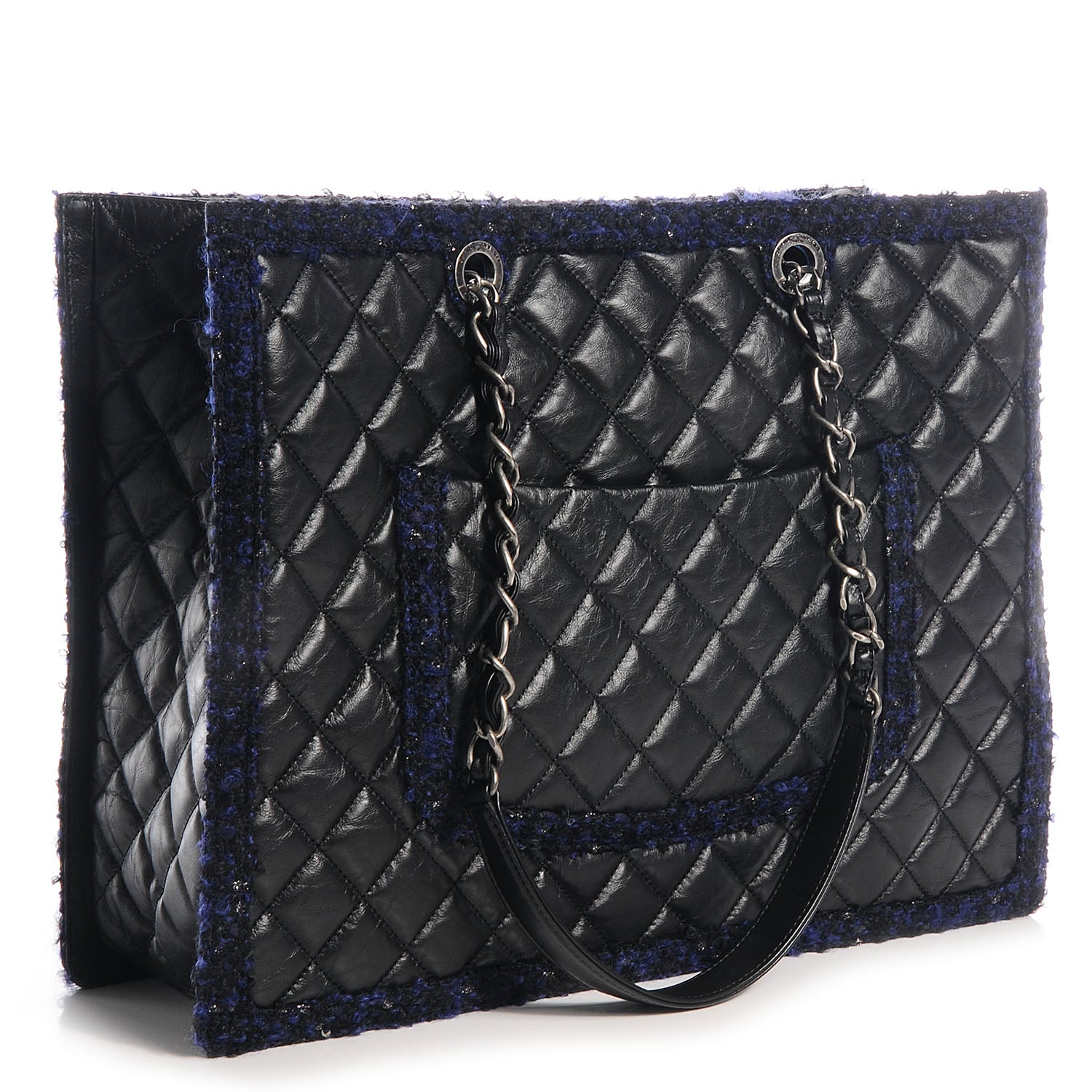 Chanel Calfskin Tweed Large Secrets Tote Black 3 of 9