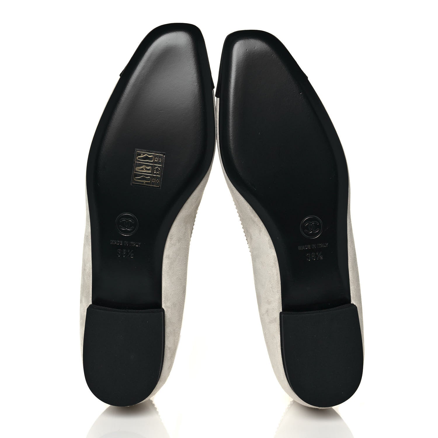 Chanel Suede Calfskin Grosgrain Crystal Star Ballerina Flats 38.5 Gray Black 5 of 9