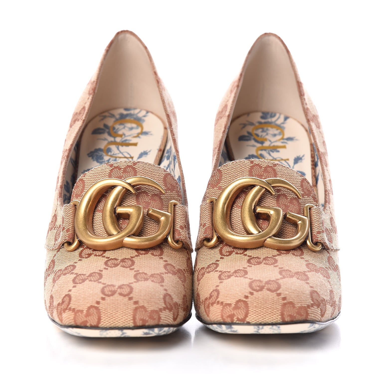 Gucci Monogram GG Victoire 95mm Loafer Pumps 37 Beige Ruggine 2 of 12