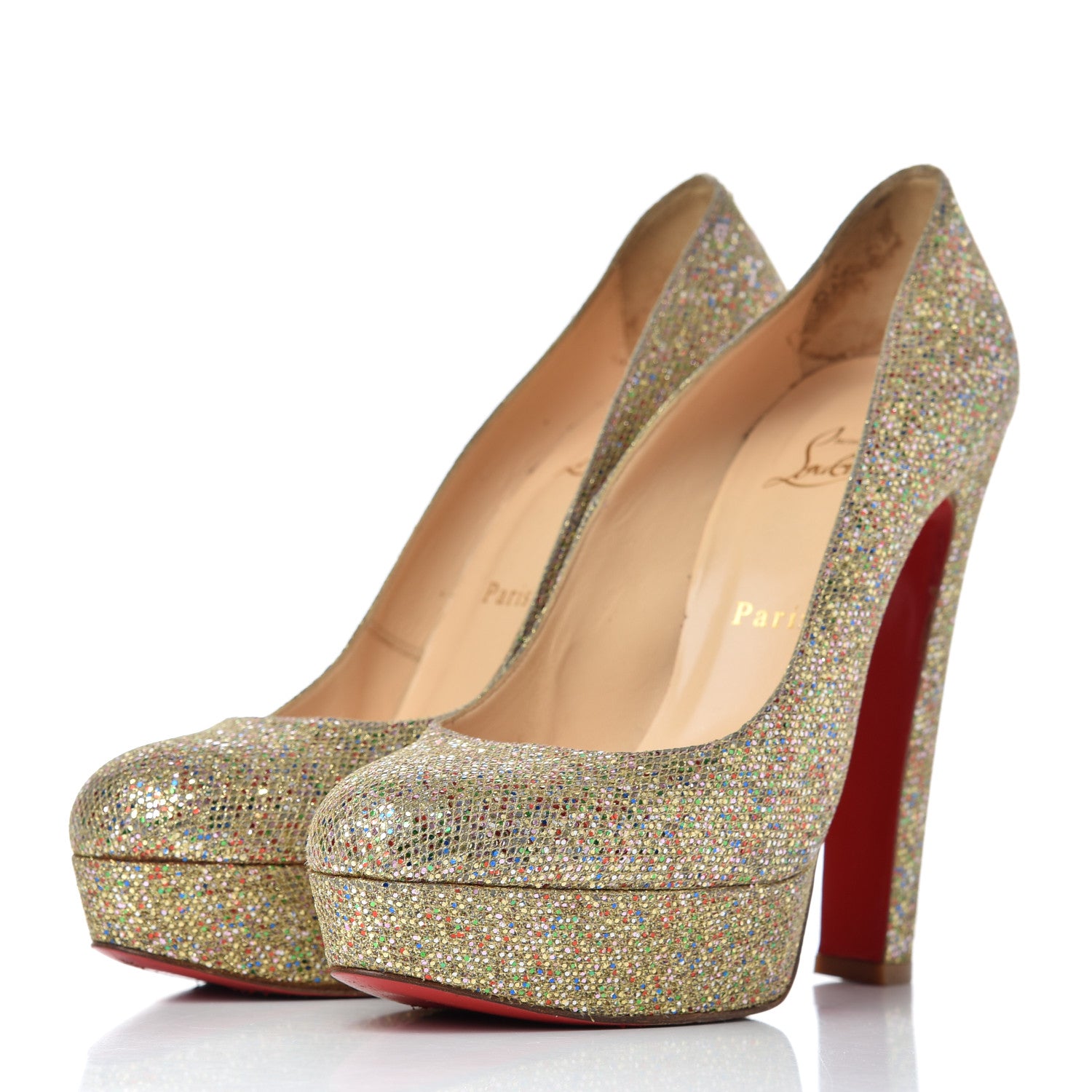 Christian Louboutin Glitter Bibi 140 Pumps 39.5 Gold 3 of 18