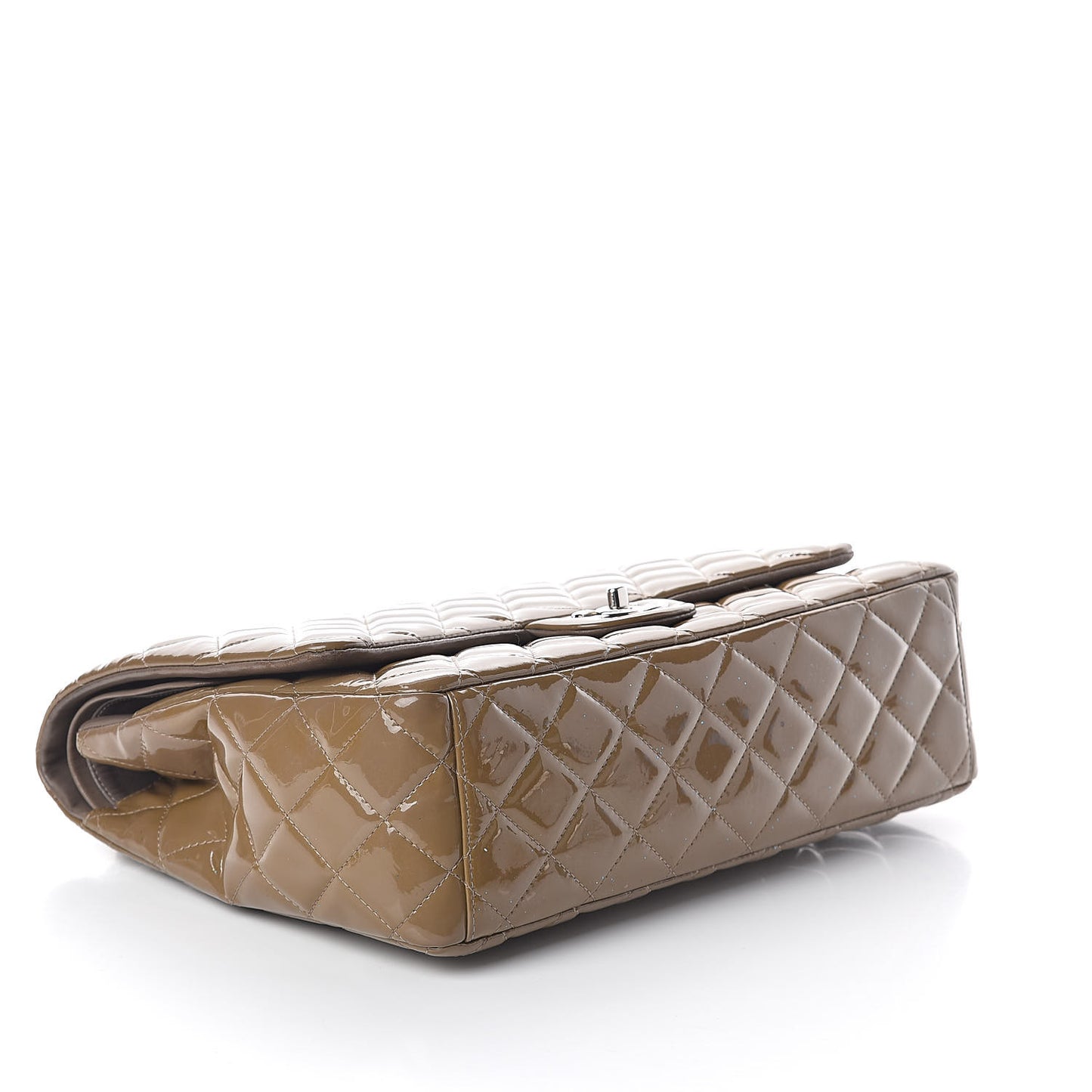Patent Quilted Maxi Double Flap Grey