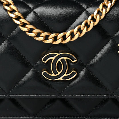 Chanel Lambskin Enamel Quilted Pending CC Clutch With Chain Black 12 of 13