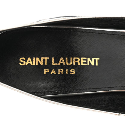 Saint Laurent Calfskin Kiki 100 Pumps 38.5 Silver 6 of 9