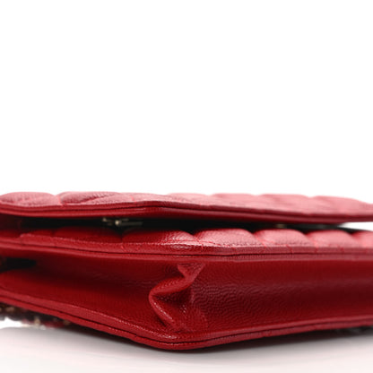 Chanel Caviar Quilted Wallet On Chain WOC Red 7 of 9