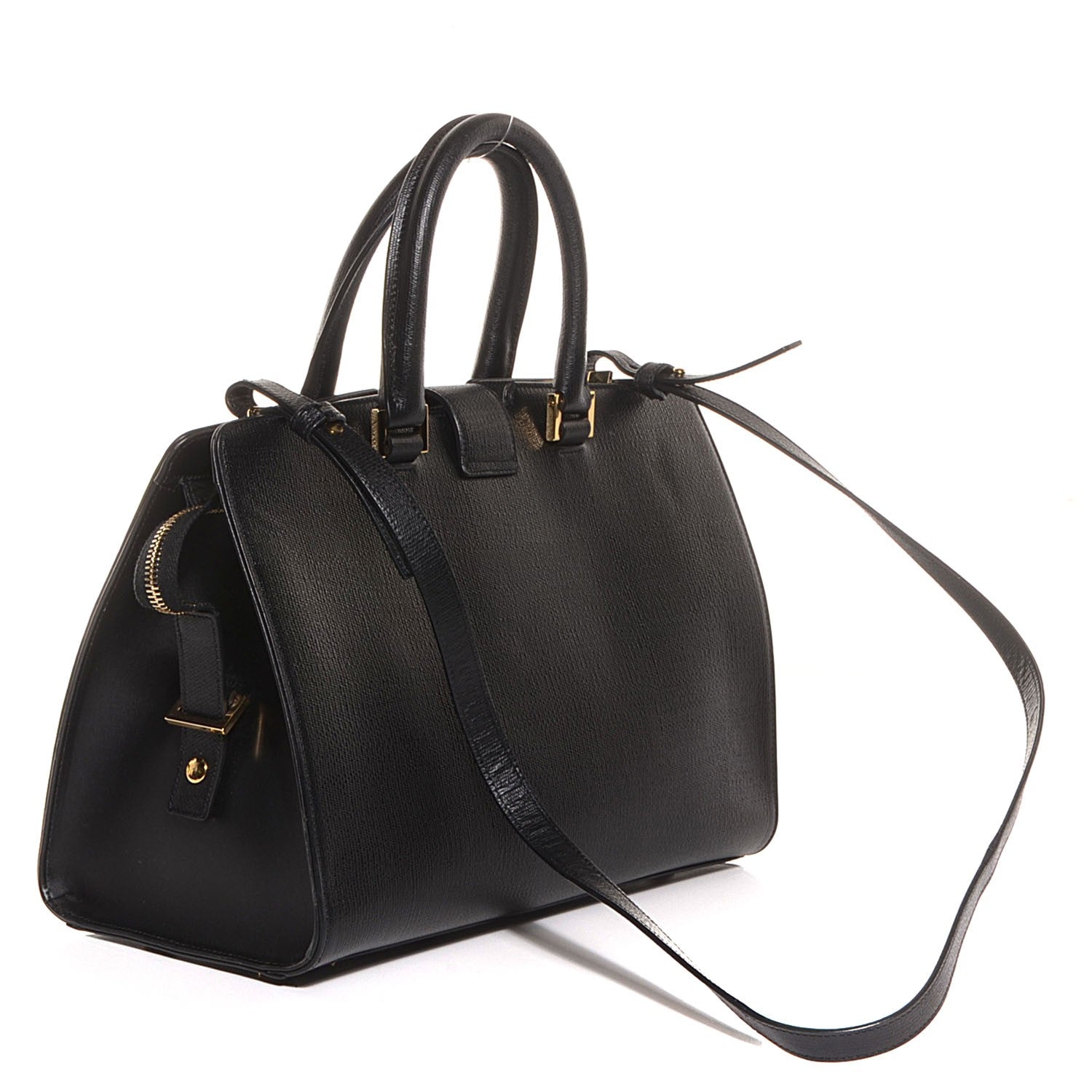 Saint Laurent Textured Leather Classic Small Cabas Y Bag Black 3 of 7