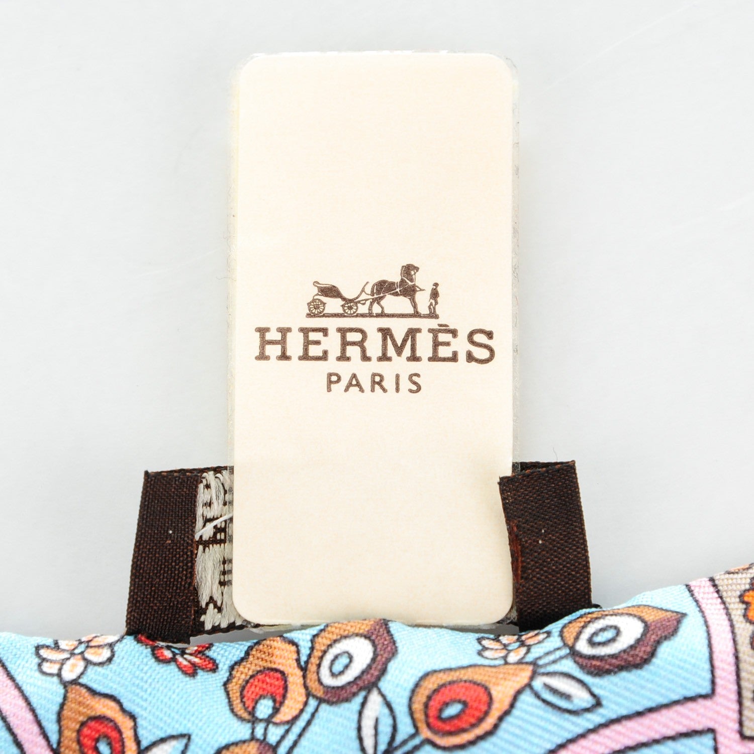 Hermes Silk Au Pays Des Oiseaux Fleurs Twilly Orange Brun Saumon 6 of 6
