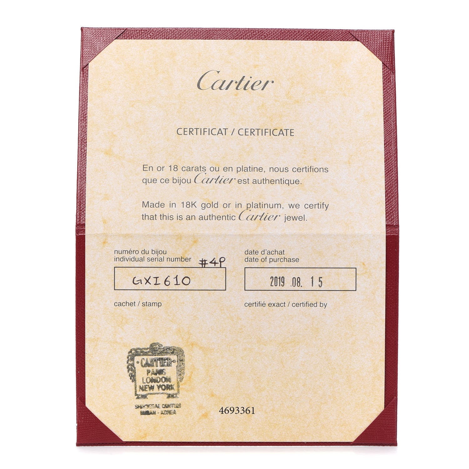 Cartier 18K Pink Gold Diamond 2mm Etincelle de Cartier Wedding Band Ring 49 4.75 5 of 5
